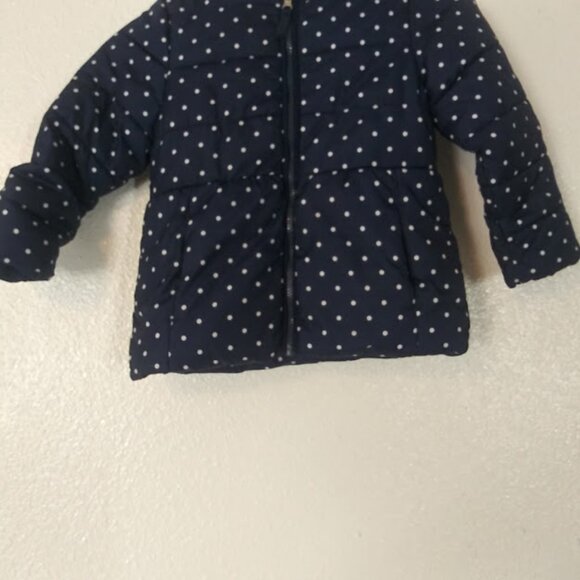 Healthtex girls size 5T navy blue and white polka-dot puffer jacket - Picture 3 of 9
